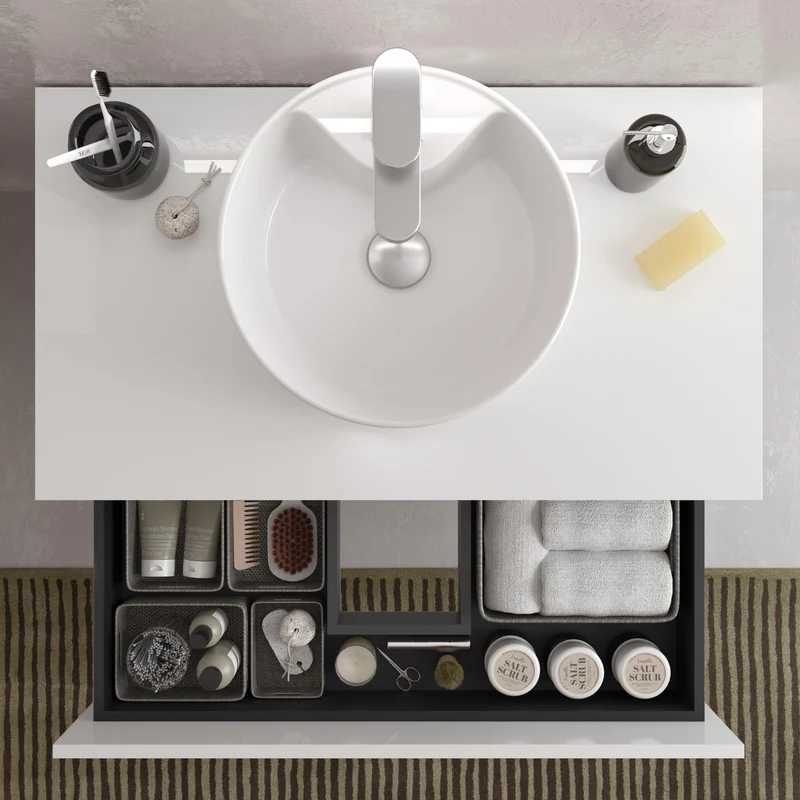 SALGAR 115958 BEQUIA METAL Mueble de Baño 2 pozas Porcelana 140cm Blanco Mate