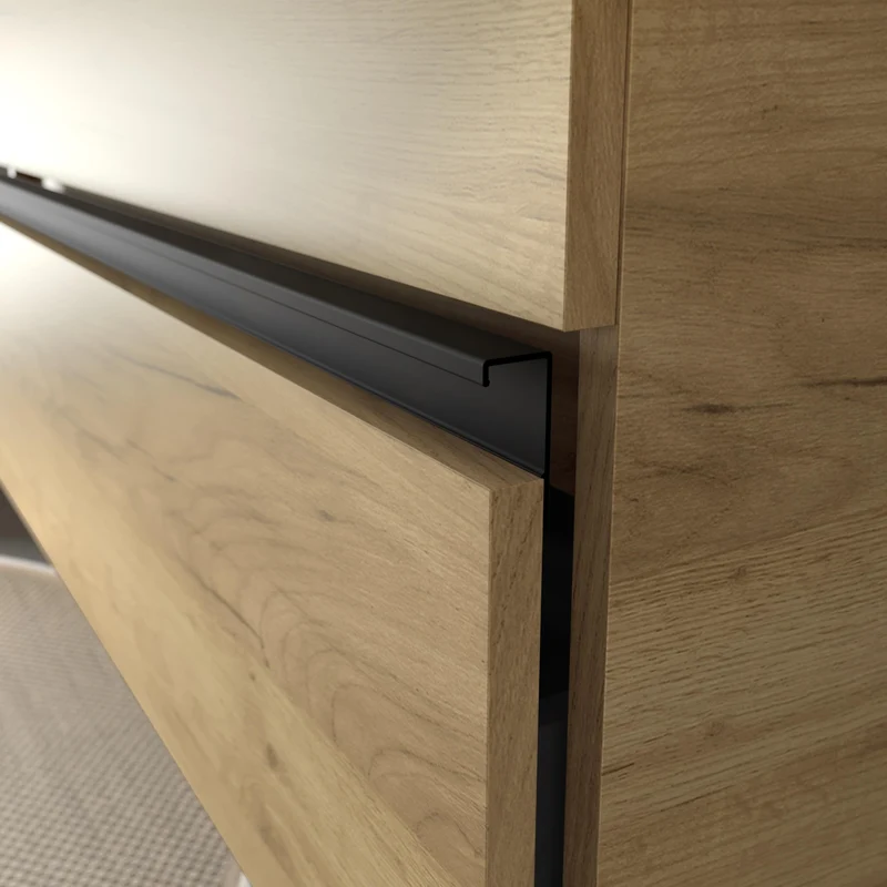 SALGAR 115956 BEQUIA METAL Mueble de Baño 2 pozas Porcelana 120cm Roble