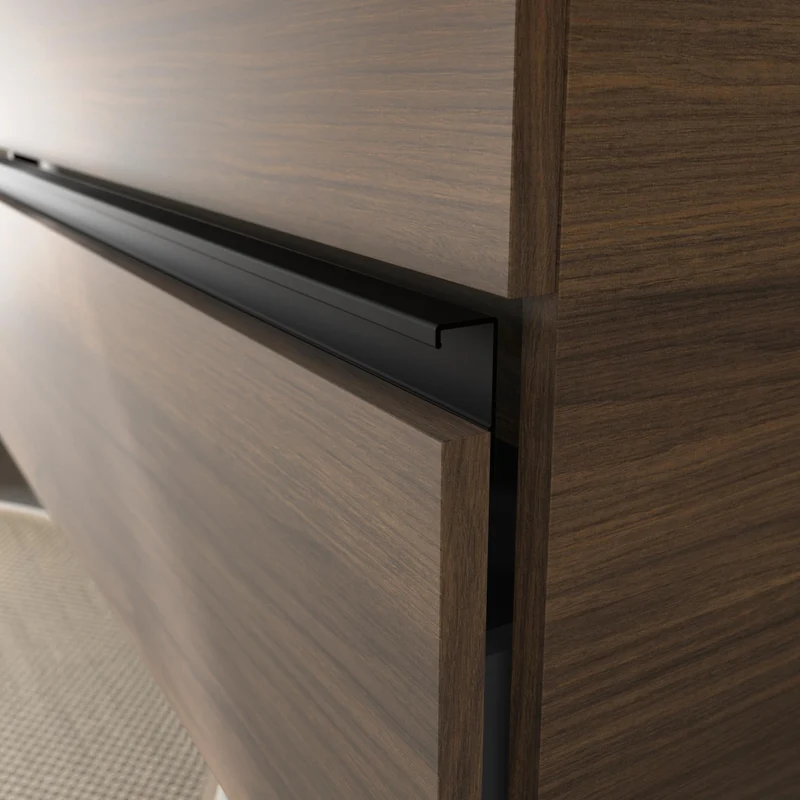 SALGAR 115933 BEQUIA METAL Mueble de Baño 2 pozas Carga Mineral 140cm Nogal