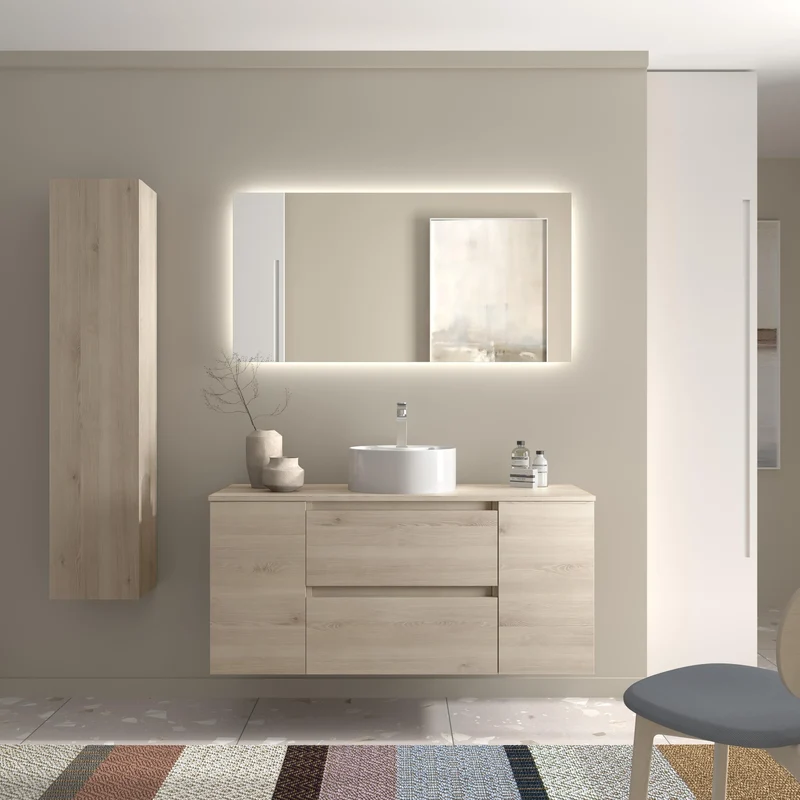 SALGAR 115897 BEQUIA PLUS Mueble de Baño 1 poza Porcelana 120cm Natural