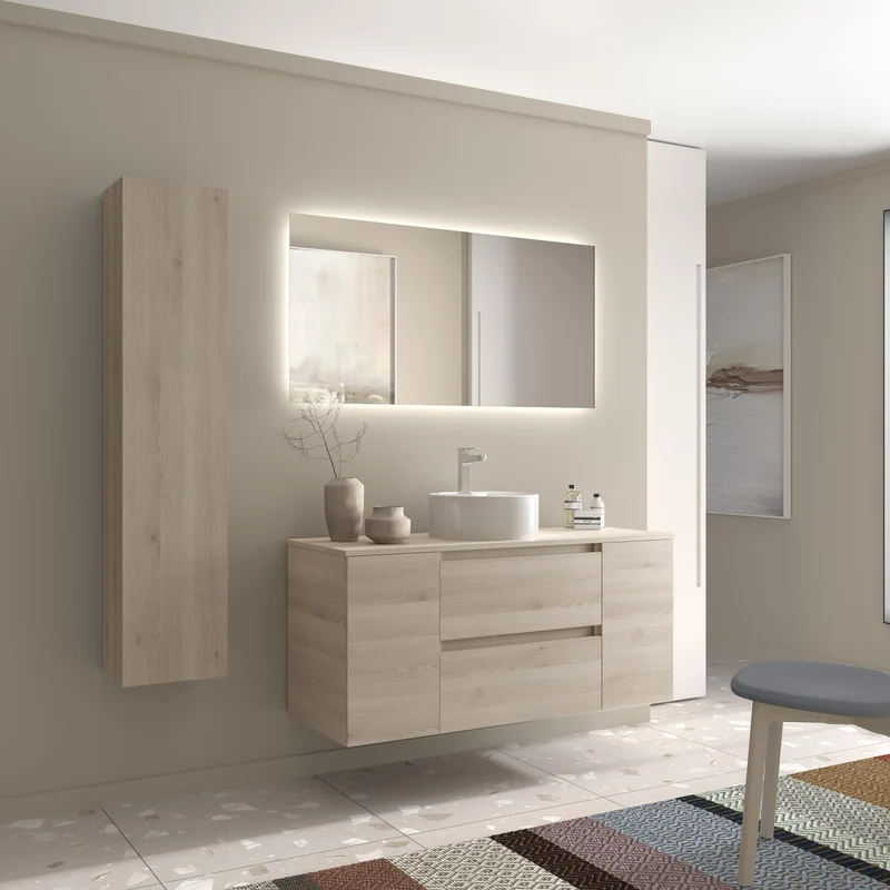 SALGAR 115897 BEQUIA PLUS Mueble de Baño 1 poza Porcelana 120cm Natural