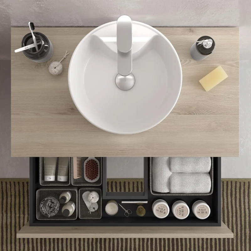 SALGAR 115897 BEQUIA PLUS Mueble de Baño 1 poza Porcelana 120cm Natural