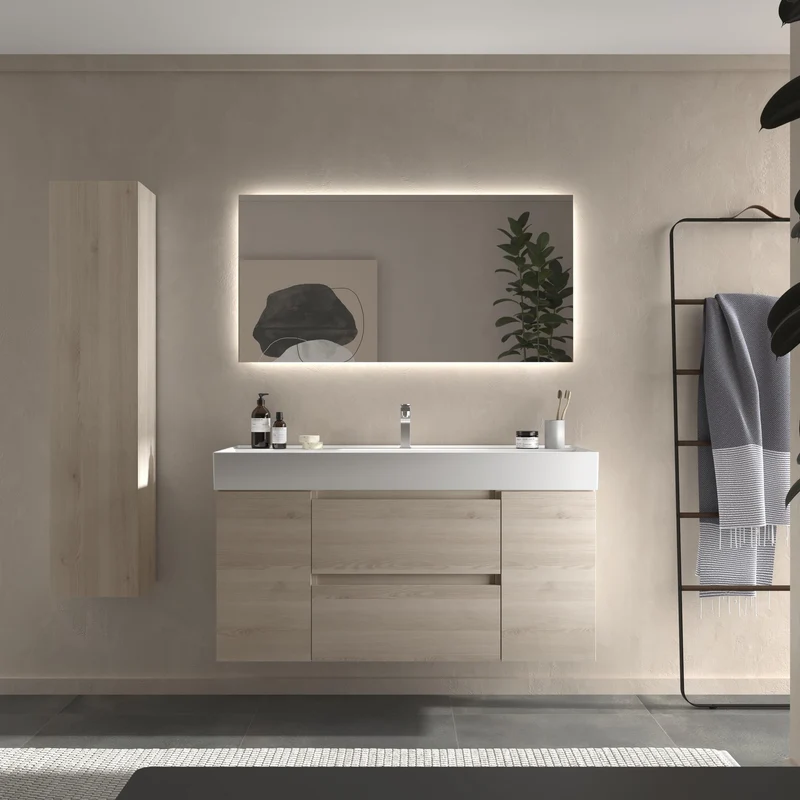 SALGAR 115884 BEQUIA PLUS Mueble de Baño 1 poza Porcelana 120cm Natural