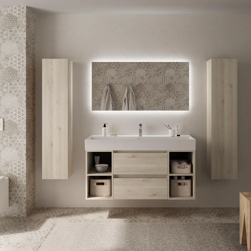SALGAR 115874 BEQUIA PLUS Mueble de Baño 1 poza Porcelana 120cm Natural