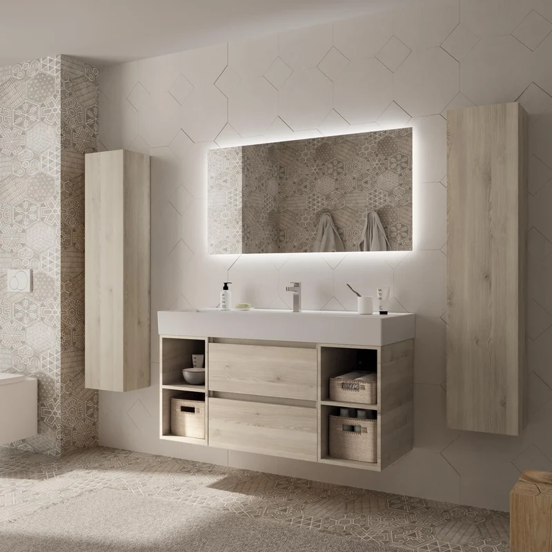SALGAR 115874 BEQUIA PLUS Mueble de Baño 1 poza Porcelana 120cm Natural
