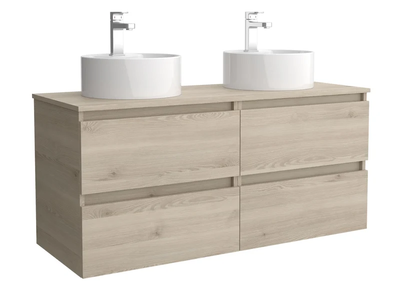 SALGAR 115852 BEQUIA Mueble de Baño 2 pozas Porcelana 140cm Natural