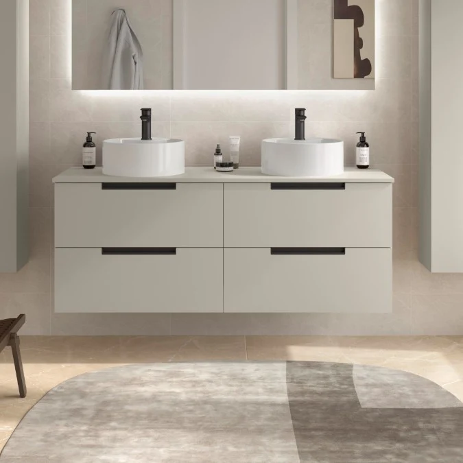 SALGAR 122013 LENI Mueble+Lavabo LISBOA 2 Senos 140cm Gris mate