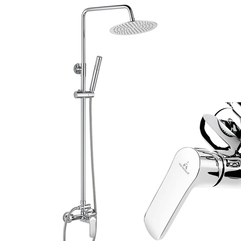 Conjunto de Ducha MISURI Aquassent | Grifería Monomando | Barra Extensible Acero Inox 304 | Cromo Brillante o Blanco Cromo