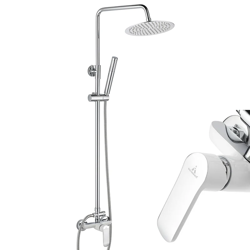 Conjunto de Ducha MISURI Aquassent | Grifería Monomando | Barra Extensible Acero Inox 304 | Cromo Brillante o Blanco Cromo