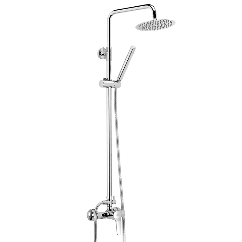 Kit Ducha MALLORCA Aquassent | Monomando Central | Rociador Redondo | Barra Extensible 81-126 cm