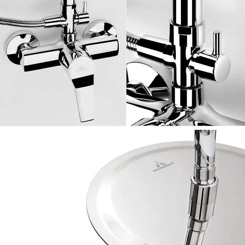 Kit Ducha MALLORCA Aquassent | Monomando Central | Rociador Redondo | Barra Extensible 81-126 cm