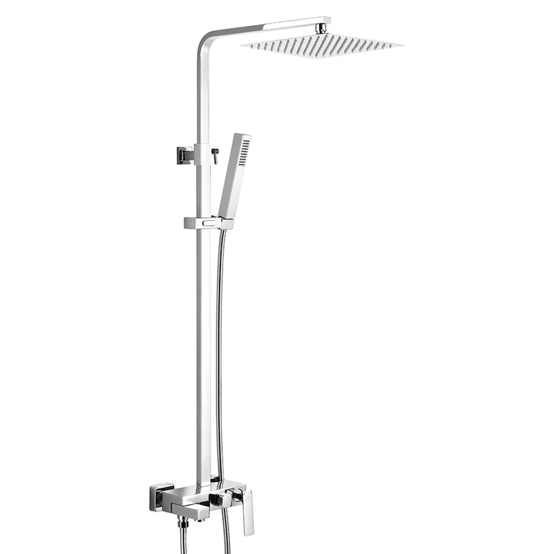 Kit Ducha MITRA Aquassent Especial Bañera | Barra Extra Alta 80.5-141.5 cm | Rociador Cuadrado 25x25 cm