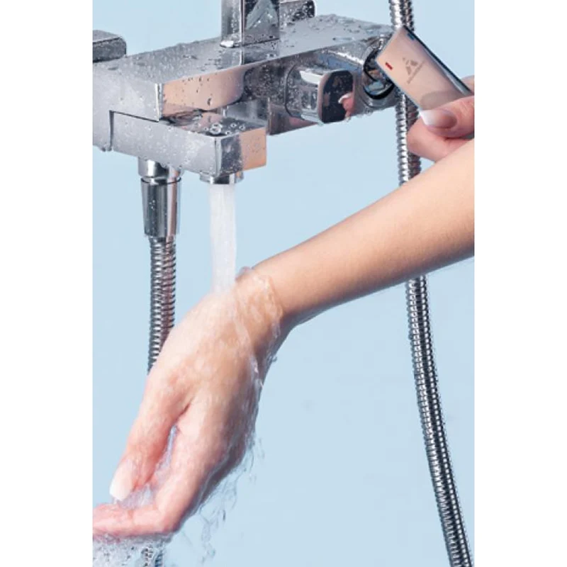 Kit Ducha MITRA Aquassent Especial Bañera | Barra Extra Alta 80.5-141.5 cm | Rociador Cuadrado 25x25 cm