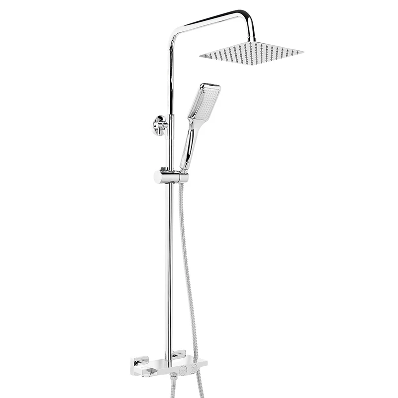 Kit Ducha Termostática ORIA Aquassent | System Touch 2 Vías | Rociador Cuadrado 25x25 cm | 71-115 cm