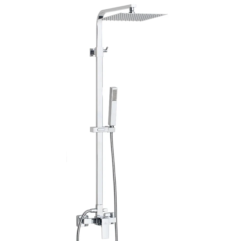 Kit Ducha SEUL Aquassent | Monomando + Rociador Cuadrado 25x25 cm | Barra Extensible 85-139 cm