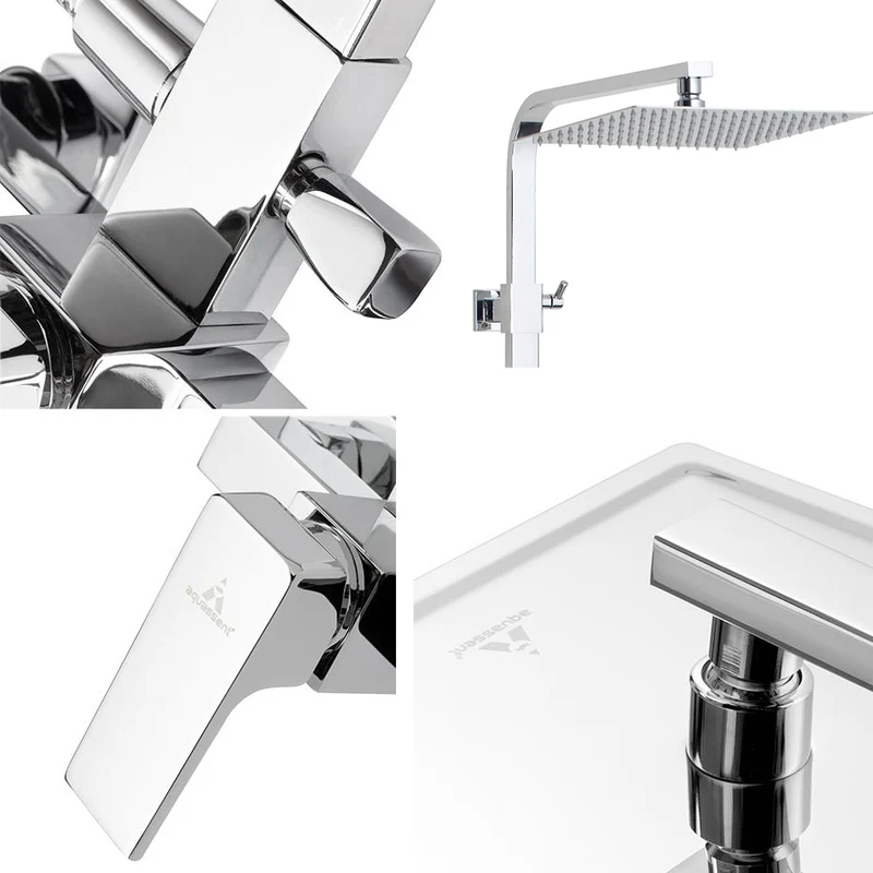 Kit Ducha SEUL Aquassent | Monomando + Rociador Cuadrado 25x25 cm | Barra Extensible 85-139 cm