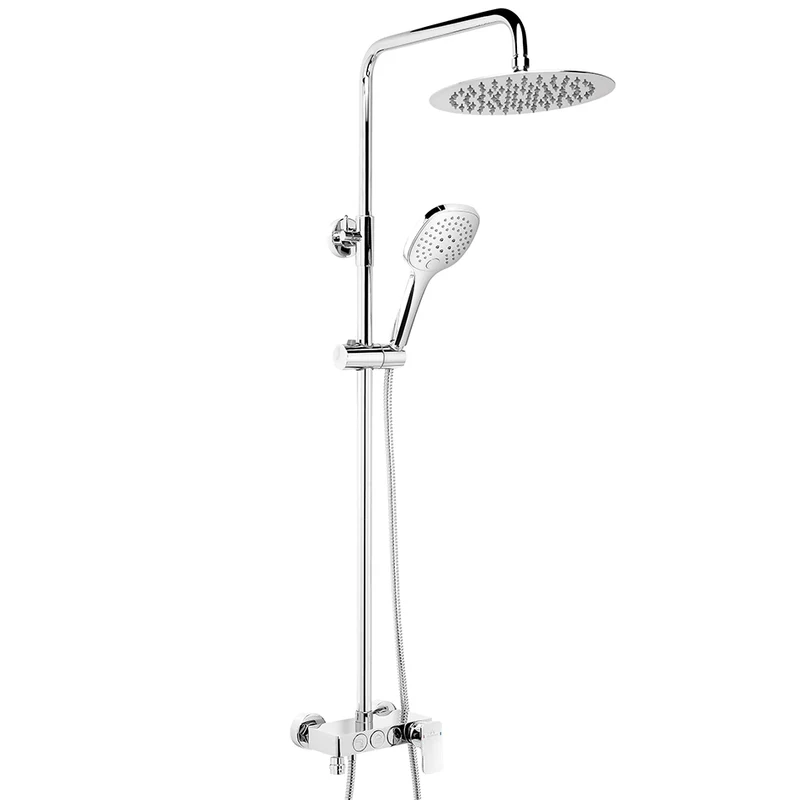 Kit Ducha DIVIRA Aquassent | System Touch 3 Vías | Rociador 25 cm + Aireador | Barra Extensible 72-120 cm
