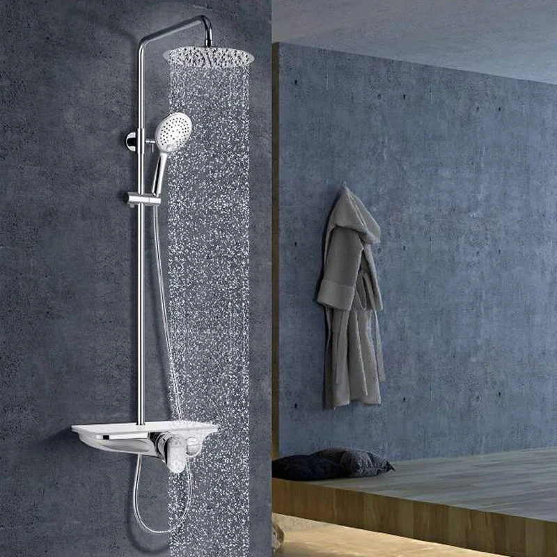 Kit Ducha INDRA Aquassent | System Touch | Rociador 25 cm | Barra Extensible 69-122 cm | Cristal Securit