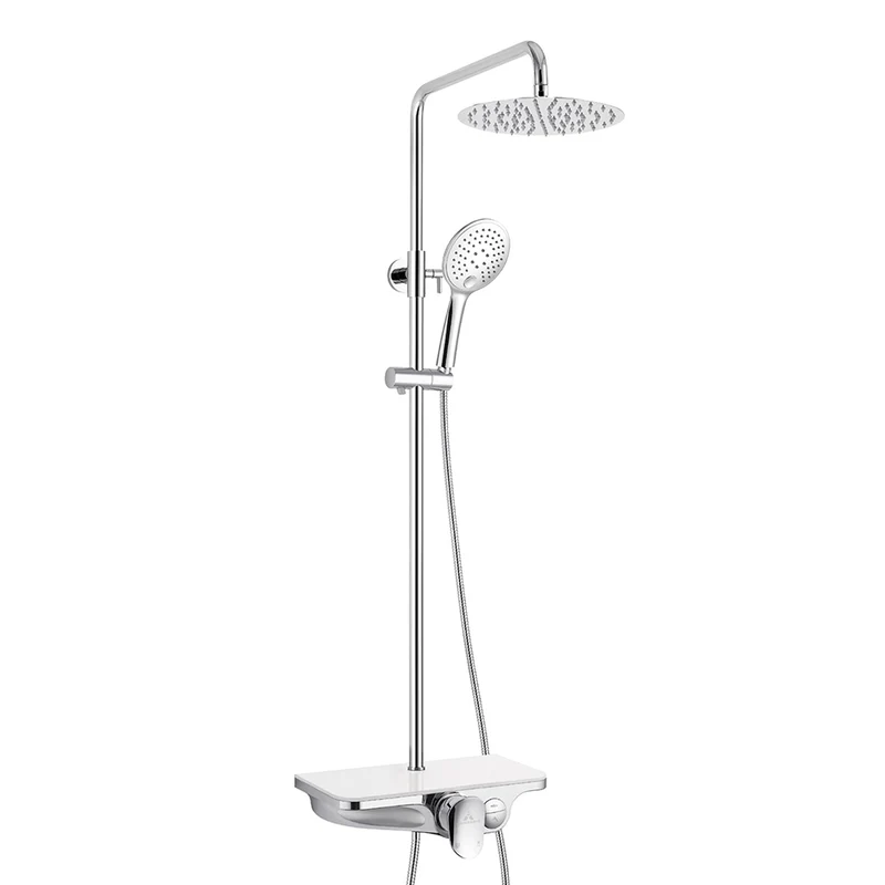 Kit Ducha INDRA Aquassent | System Touch | Rociador 25 cm | Barra Extensible 69-122 cm | Cristal Securit