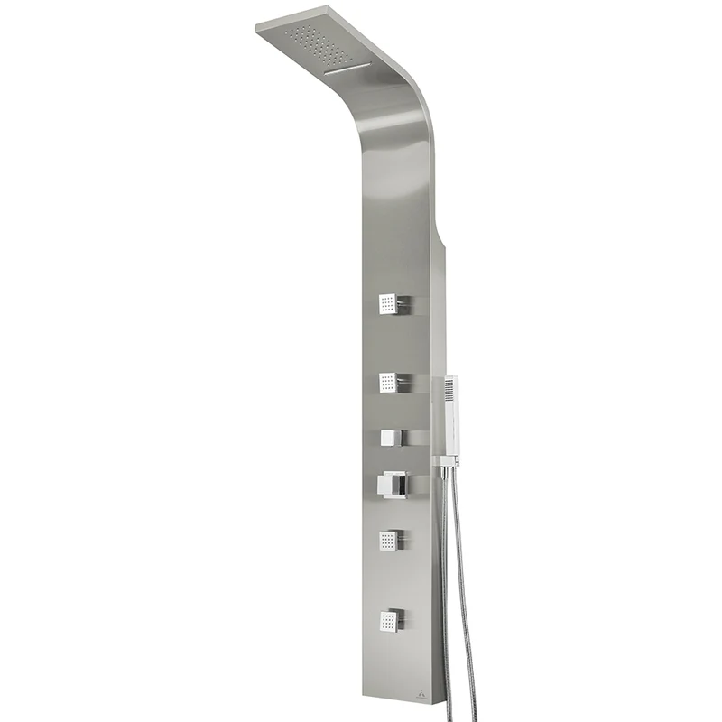Columna Hidromasaje MELIANA Acero Inoxidable 165 cm | 4 Jets Orientables | Cascada + Lluvia | Antihuellas