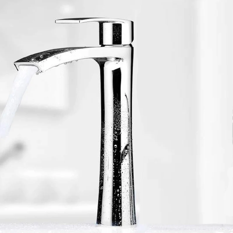 Grifo Lavabo ORLEANS de Aquassent | Caño Alto 29.5 cm Cascada | Monomando | Cromo Brillante