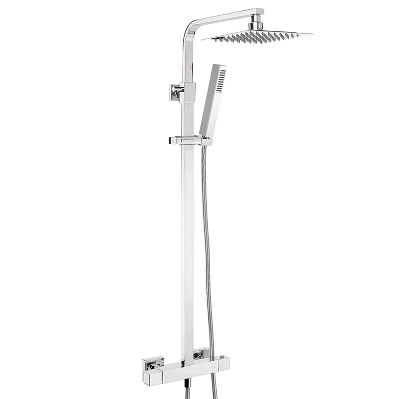 Ducha Termostática TENERIFE Aquassent | Rociador Cuadrado 25x25 cm | Barra Extensible 80-135 cm | Seguridad 38°C