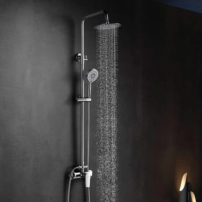 Kit Ducha Monomando SAYRO Aquassent | Barra Extensible 83-128 cm | Rociador Extraplano 20 cm | Ahorro de Agua