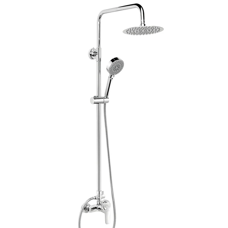 Kit Ducha Monomando SAYRO Aquassent | Barra Extensible 83-128 cm | Rociador Extraplano 20 cm | Ahorro de Agua