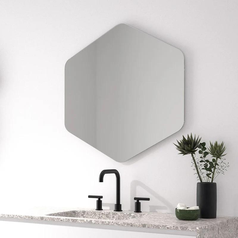 Espejo De Baño DEVON Hexagonal 70x80 cm | Diseño Único | Forma Geométrica
