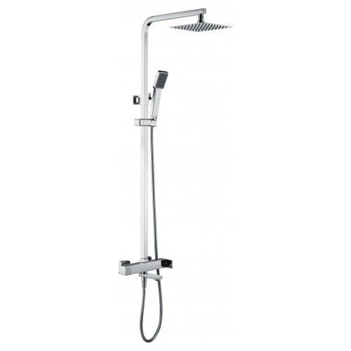 Conjunto De Bañera Cromo FIJI | Con Caño Abatible | Barra Telescópica | Rociador Antical 20x20 | Imex