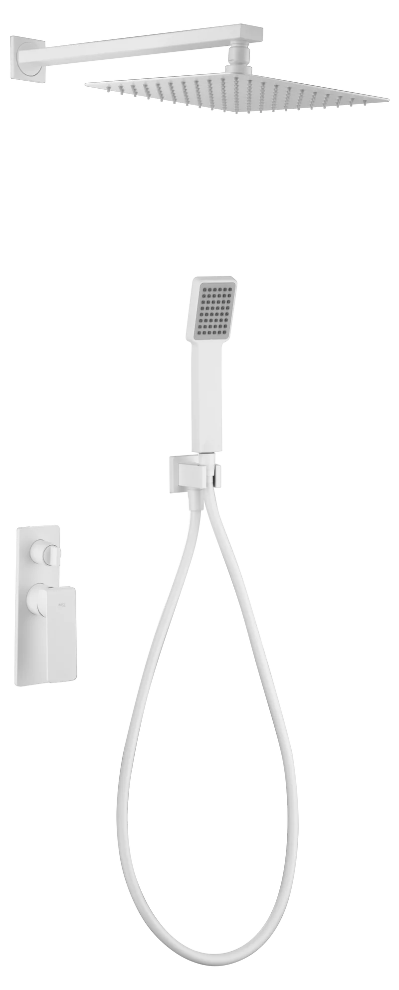Conjunto Ducha Empotrado Blanco Mate FIJI | Sistema Empotrado Completo | Diseño Minimalista | Imex