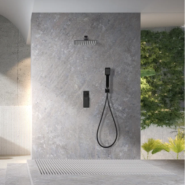 Conjunto Ducha Empotrado Negro Mate FIJI | Sistema Empotrado Completo | Diseño Minimalista | Imex