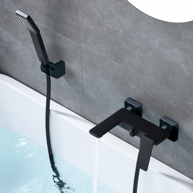 Grifo Baño/Ducha Negro Mate FIYI | Set Completo con Flexo 180cm | Acabado Antihuellas | Imex