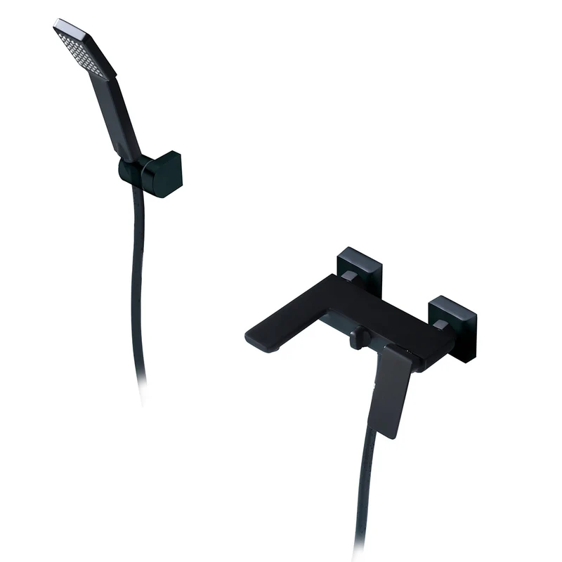 Grifo Baño/Ducha Negro Mate FIYI | Set Completo con Flexo 180cm | Acabado Antihuellas | Imex