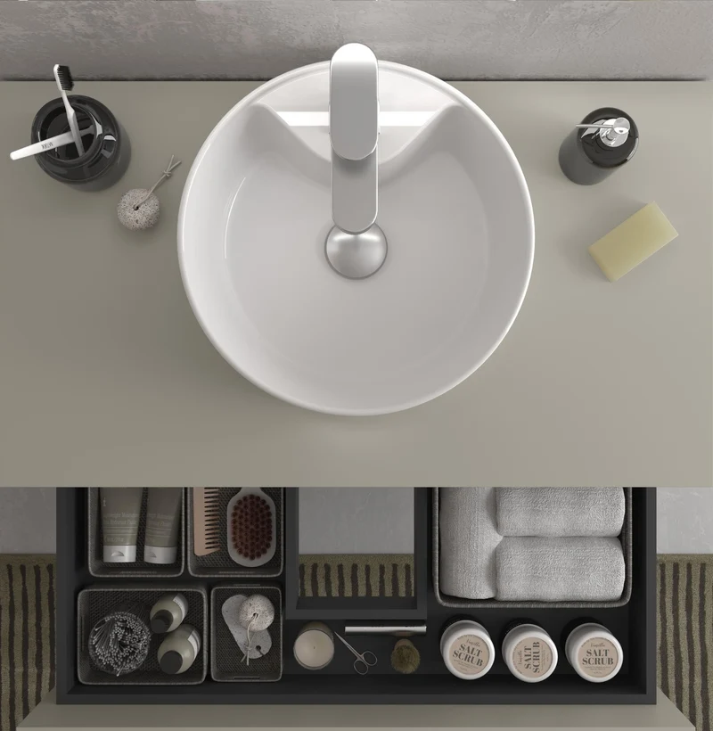 SALGAR 122009 LENI Mueble+Lavabo LISBOA 2 Senos 120cm Gris Mate