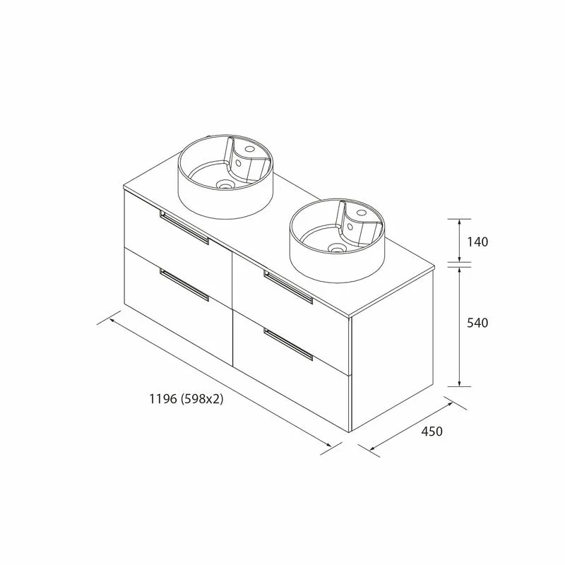 SALGAR 122009 LENI Mueble+Lavabo LISBOA 2 Senos 120cm Gris Mate