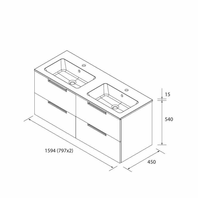 SALGAR 121991 LENI Mueble+Lavabo VILNA 160cm Nogal