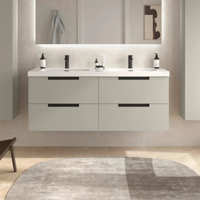 SALGAR 121985 LENI Mueble+Lavabo TOSCANA 2 Senos 140cm Gris mate