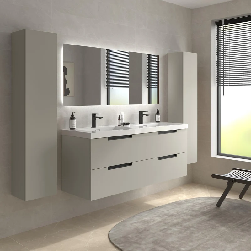 SALGAR 121985 LENI Mueble+Lavabo TOSCANA 2 Senos 140cm Gris mate