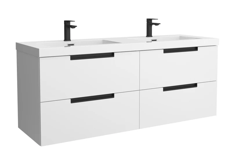SALGAR 121984 LENI Mueble+Lavabo TOSCANA 2 Senos 140cm Blanco Mate