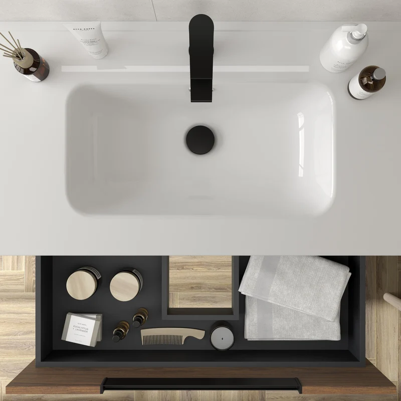 SALGAR 121983 LENI Mueble+Lavabo IBON 2 Senos 120cm Nogal