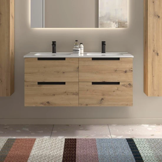 SALGAR 121982 LENI Mueble+Lavabo IBON 2 Senos 120cm Roble