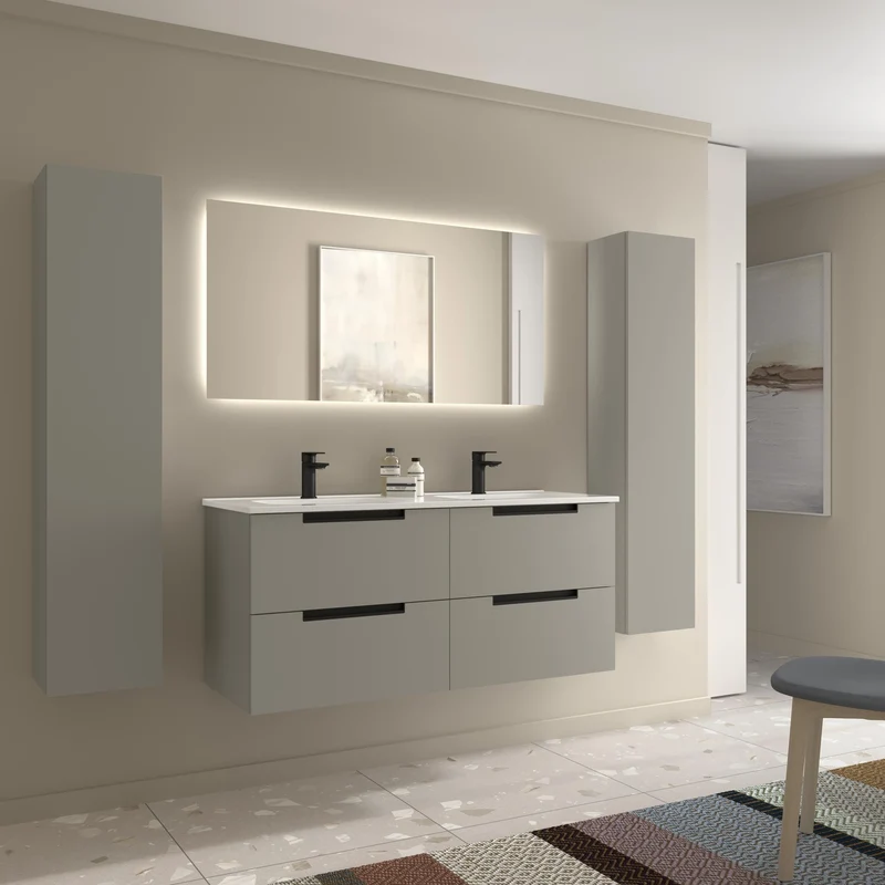 SALGAR 121981 LENI Mueble+Lavabo IBON 2 Senos 120cm Gris mate