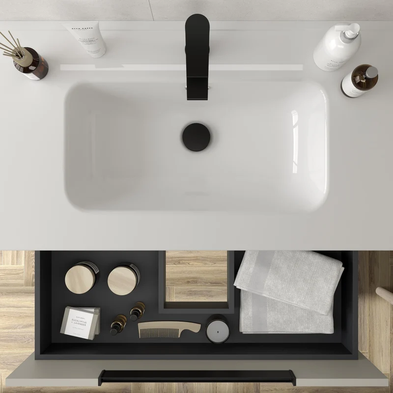 SALGAR 121981 LENI Mueble+Lavabo IBON 2 Senos 120cm Gris mate