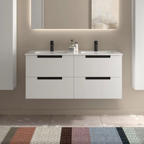 SALGAR 121980 LENI Mueble+Lavabo IBON 2 Senos 120cm Blanco Mate