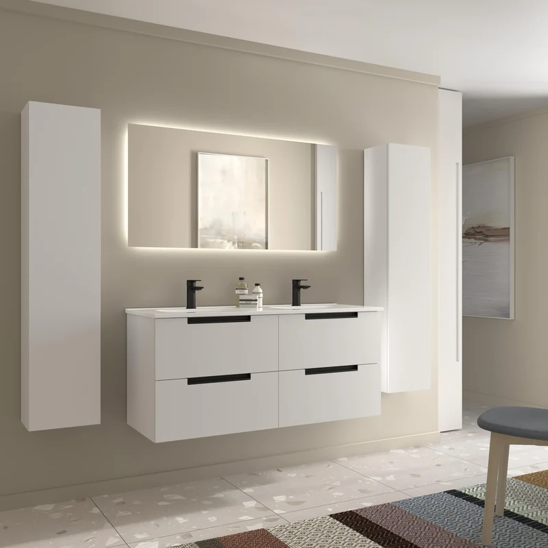 SALGAR 121980 LENI Mueble+Lavabo IBON 2 Senos 120cm Blanco Mate