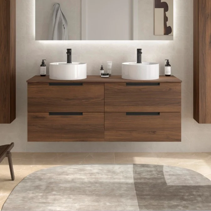SALGAR 121843 RUNA Mueble+Lavabo LISBOA 140cm Nogal