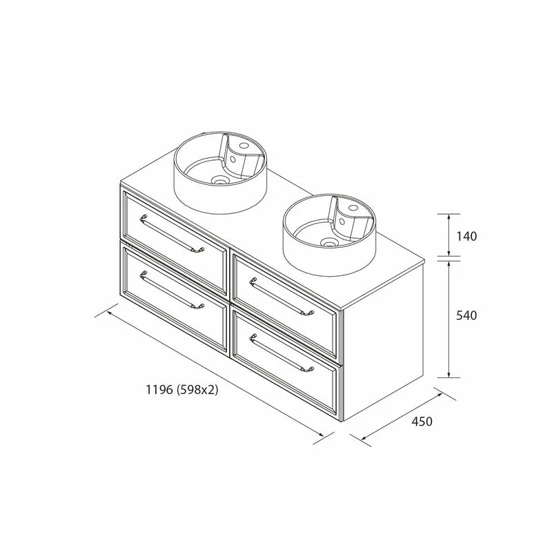 SALGAR 121835 RUNA Mueble+Lavabo LISBOA 120cm Blanco Mate