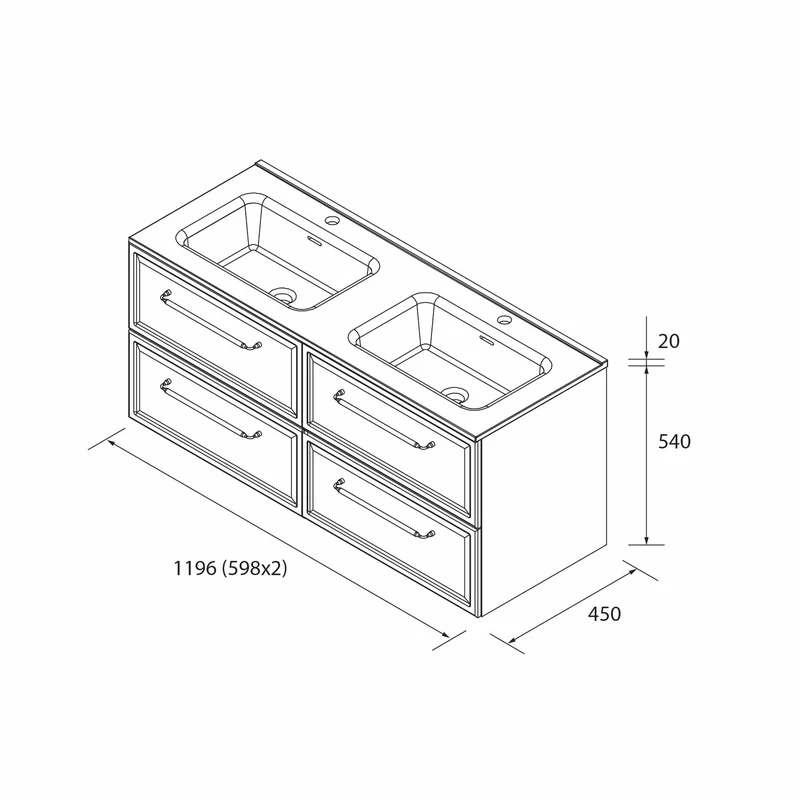 SALGAR 121798 RUNA Mueble+Lavabo IBON 120cm Gris mate