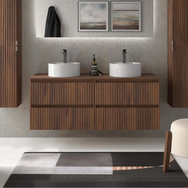 SALGAR 121780 KIRA Mueble+Lavabo LISBOA 140cm Nogal